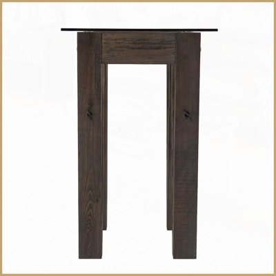 Table basse rustique en bois récupéré avec plateau en verre, économiseur d'espace multifonctionnel pour le salon