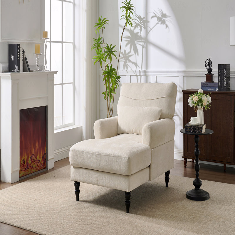 Méridienne moderne, fauteuil inclinable rembourré de loisirs d'intérieur, fauteuil d'appoint, Blanc
