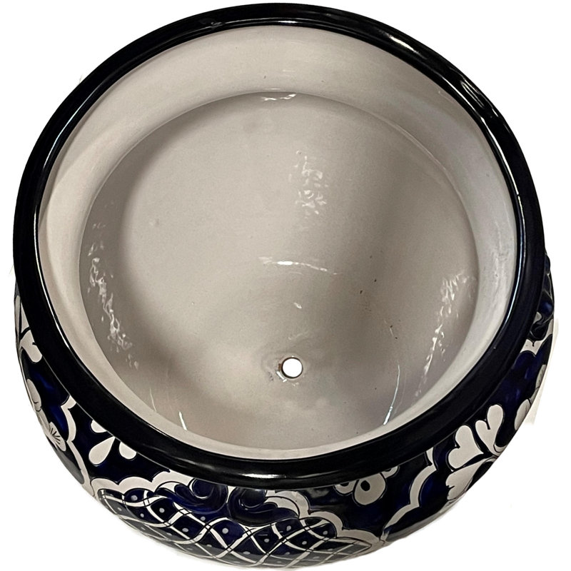 Jaydalin TalaMex Large-Sized Zacan Mexican Colors Talavera Ceramic Garden Pot