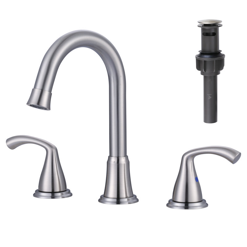 Widespread Bathroom Faucet with Drain Assembly, Brushed Nickel