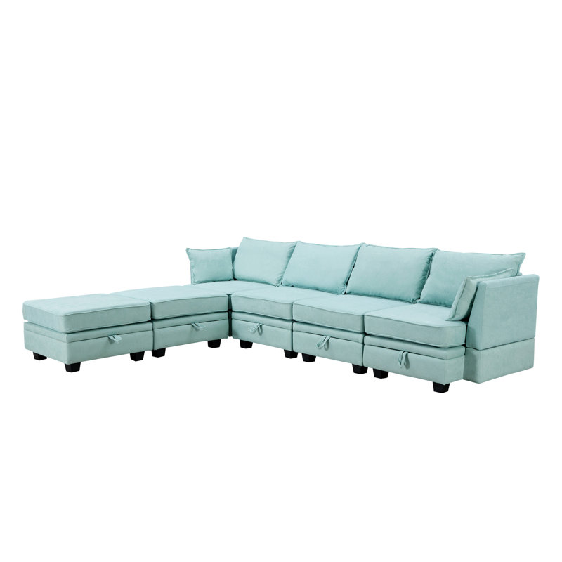U_Style Modern Large U-Shape Modular Sectional Sofa,  Convertible Sofa Bed With Reversible Chaise For Living Room, Storage Seat
