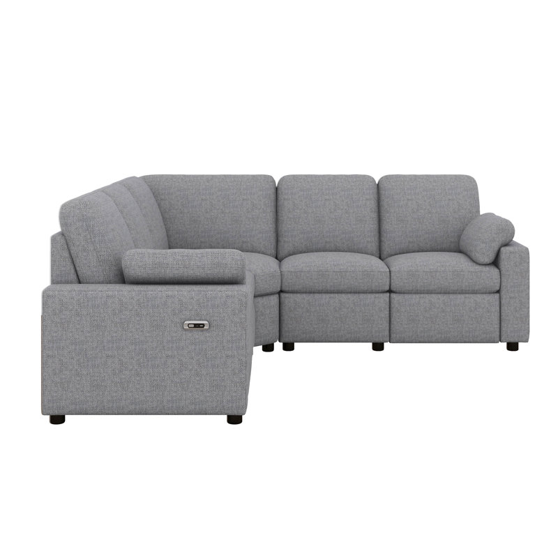 Canapé modulaire inclinable électrique 89 "avec ports USB, canapé modulaire avec deux tiroirs de rangement, Gris