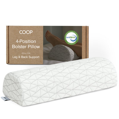 Coop Home Goods Four Position Adjustable Support Pillow, Half-Moon Form with Removable Mamory Foam Insert, Knee and Lumbar Support
