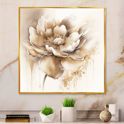 Blooming Beige Floral Design IV - Art mural sur toile floral et botanique