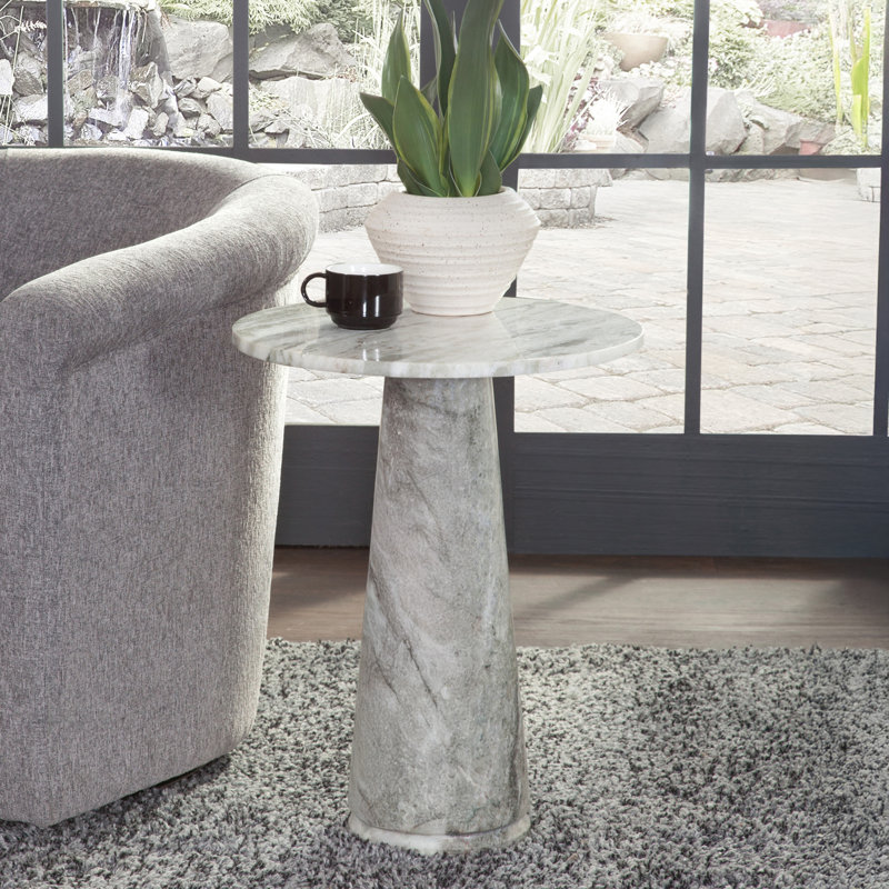 Table de bout en marbre Joni, Blanc