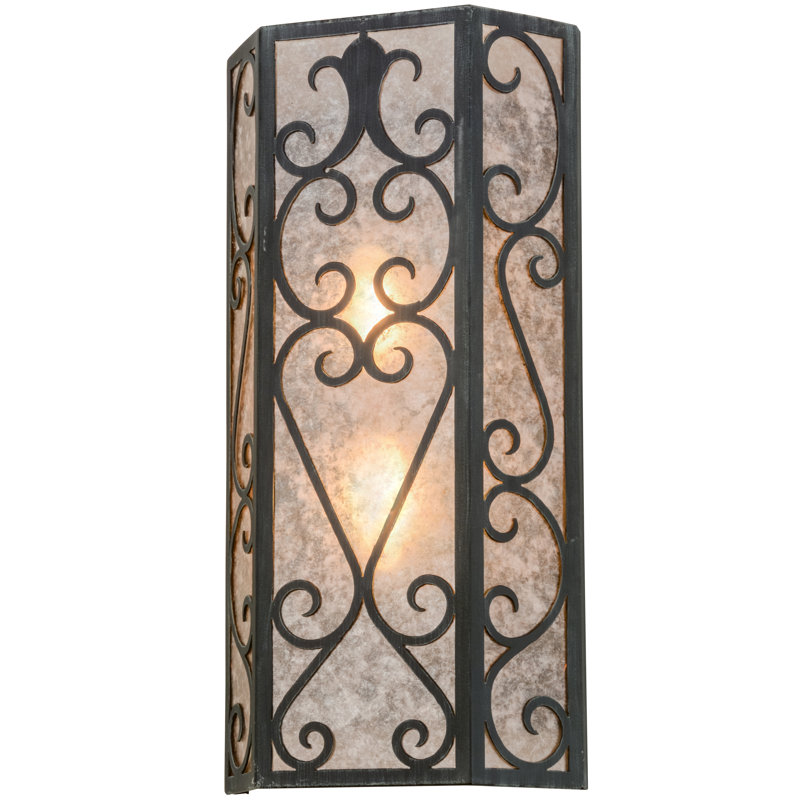 Applique murale encastrée 2 lumières Labriola Mia, Fer antique / argent mica