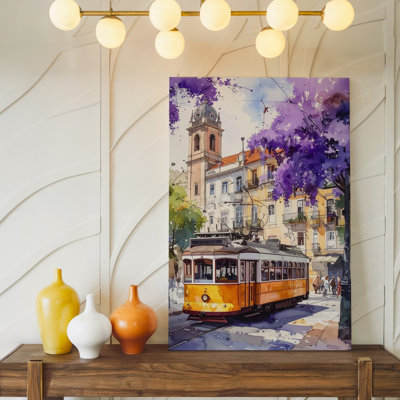 Art européen sur toile, rue de la nostalgie, art mural avec toile de jacaranda prête à accrocher, décoration moderne