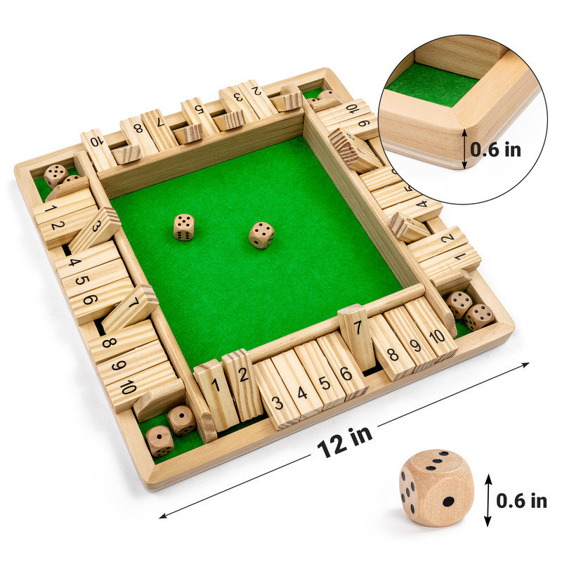 Jeu en bois ROPODA Shut The Box (2 à 4 joueurs)