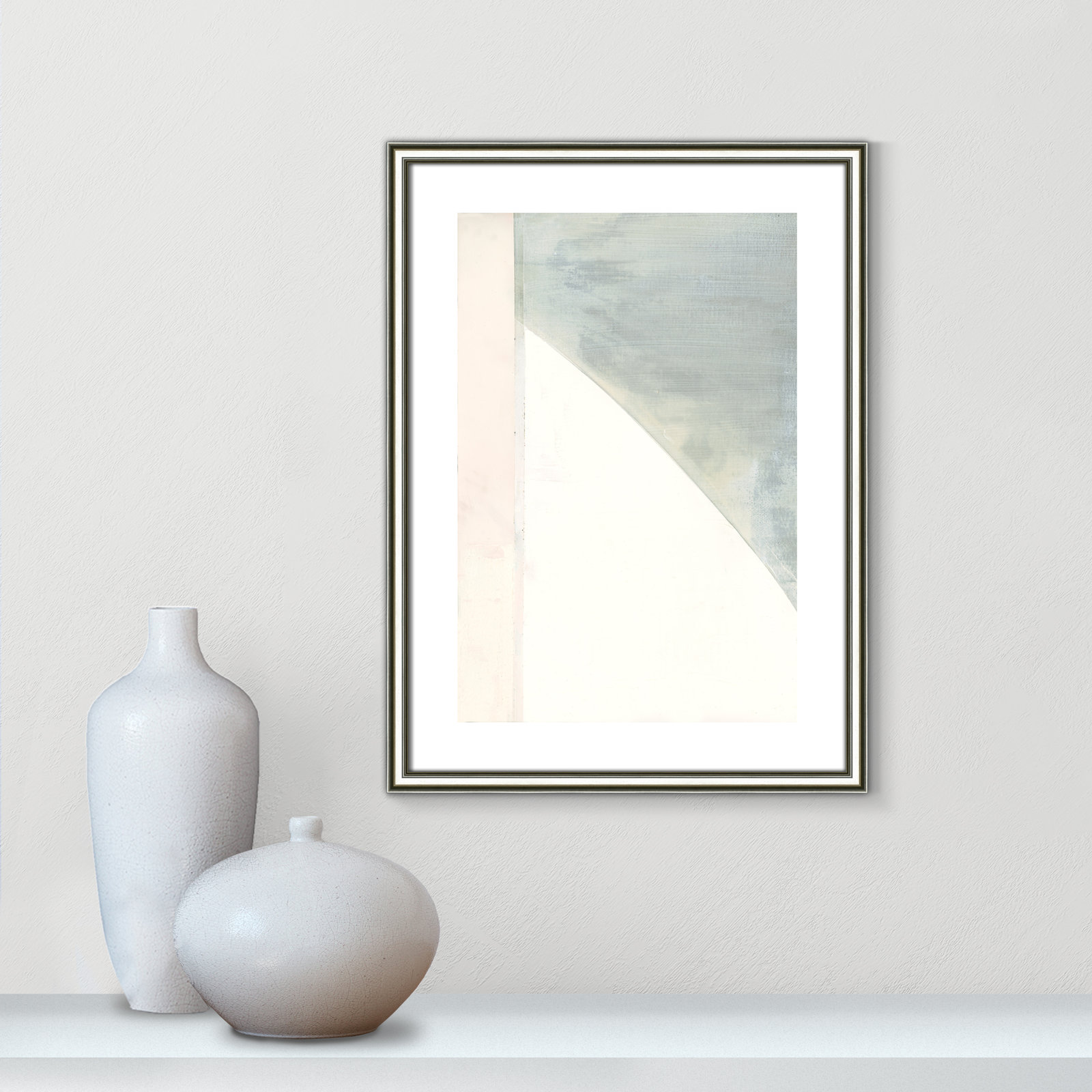 Alexandria "In Neutral I" Painting by Cartissi, Silver Framed Paper, 23" H x 17" W x 0.88" D