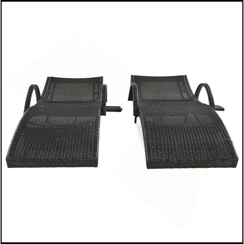 Ensemble de chaises longues d'extérieur en osier de 80 po, ensemble de 2 chaises de patio inclinables en rotin, à dossier ajustable, à dossier ajustable, à conception ergonomique et à vagues