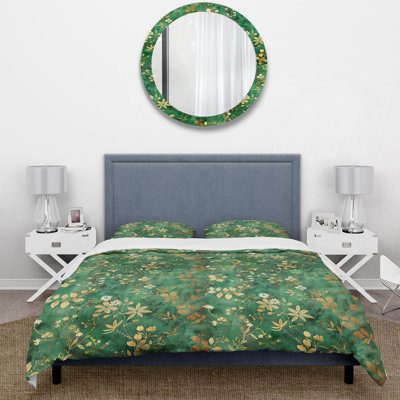 Ensemble de housse de couette floral Gold Green Floral Gardens II