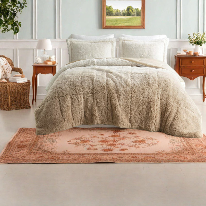 Warm Faux Mink Ombre Bedding Sets, Polyester Comforter For Home