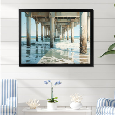 Quinlynn " Minimal Watercolor Pier Horizon "