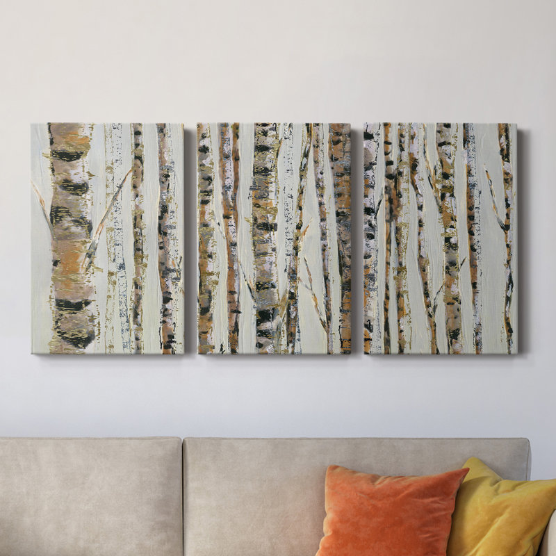 Sparkle Birch - 3 Piece Single Picture Frame Print on Canvas, 8" H x 12" W x 1" D