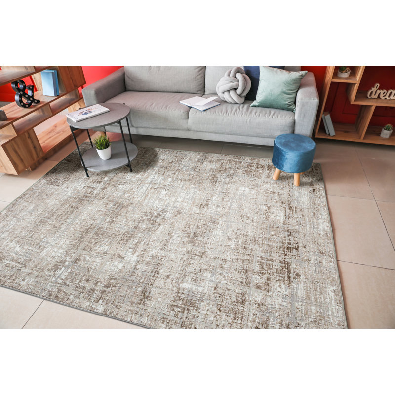 Livigno 1241 Transitional Striated Beige Area Rug, Rectangle 3'3" x 4'11" 