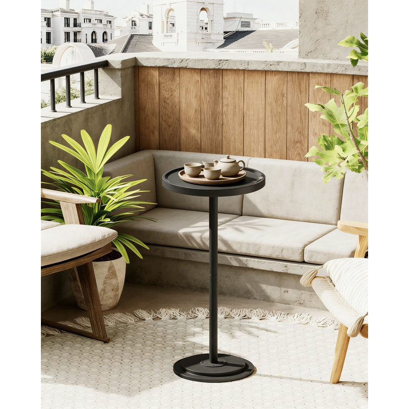 Table d'appoint ronde avec base épaissie, petite table à boissons à piédestal pour le salon, la chambre à coucher et le bureau, avec des bords arrondis et un design stable renforcé de métal