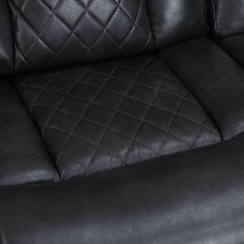 Ensemble de canapé inclinable 3 pièces en cuir gris foncé