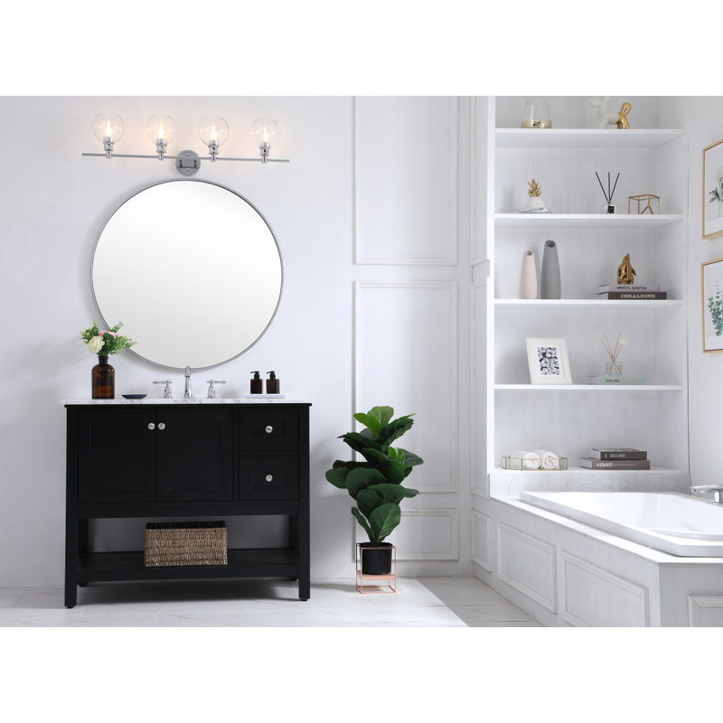 Éclairage pour meuble-lavabo en verre Drinkard, Transparent, Chrome, Quatre lumières