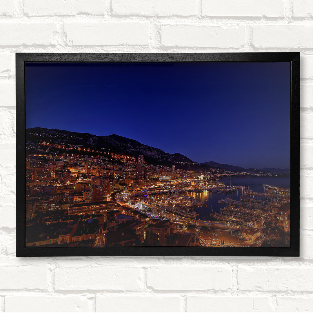 Monte Carlo Night Lights - Closed Corner Frame Kunstdrucke auf Holz