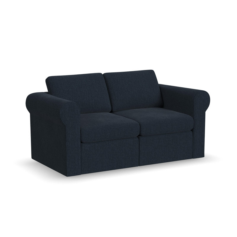 Lockheart 64” 3-Seat Modular Sofa Blue Roll Arm, Blue