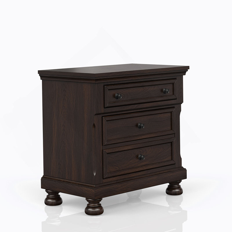 Dark Cherry Nightstand Two Drawer
