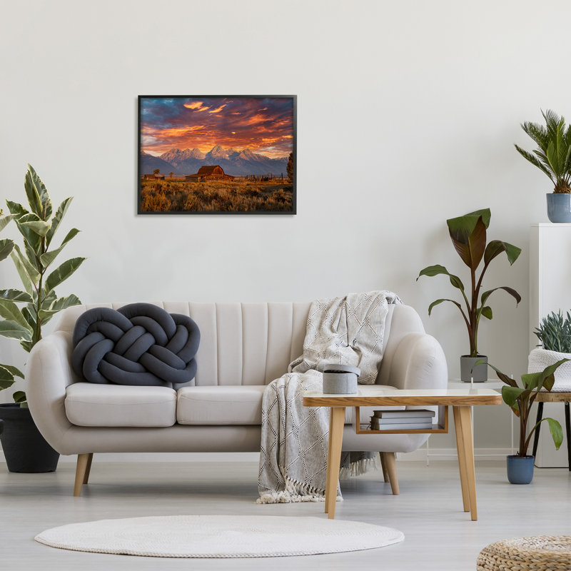 «Mountain Cabin Sunset» encadré sur bois par Daniel Sproul, Giclée encadrée noir minuit, H 24 po x l 30 po x P 1,5 po