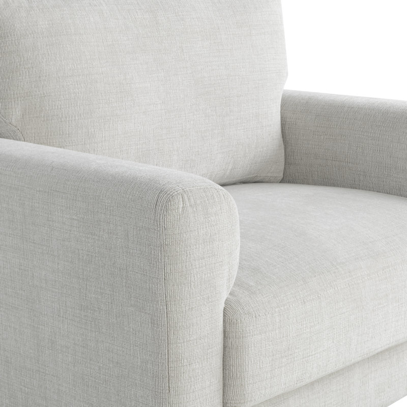 Fauteuil rembourré de 31,1 po de largeur avec pieds en métal bronze brossé Lucianne, Polyester ivoire