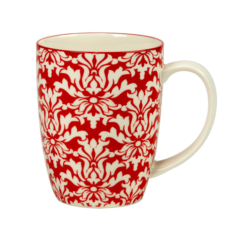 Holiday Red and Green Ceramic 14 oz Beverage Mugs, Set of 6