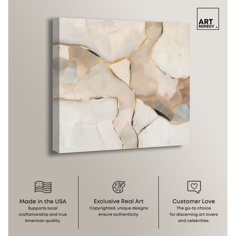 16" x 16" Abstract Gemstone Canvas Art in Porcelain White