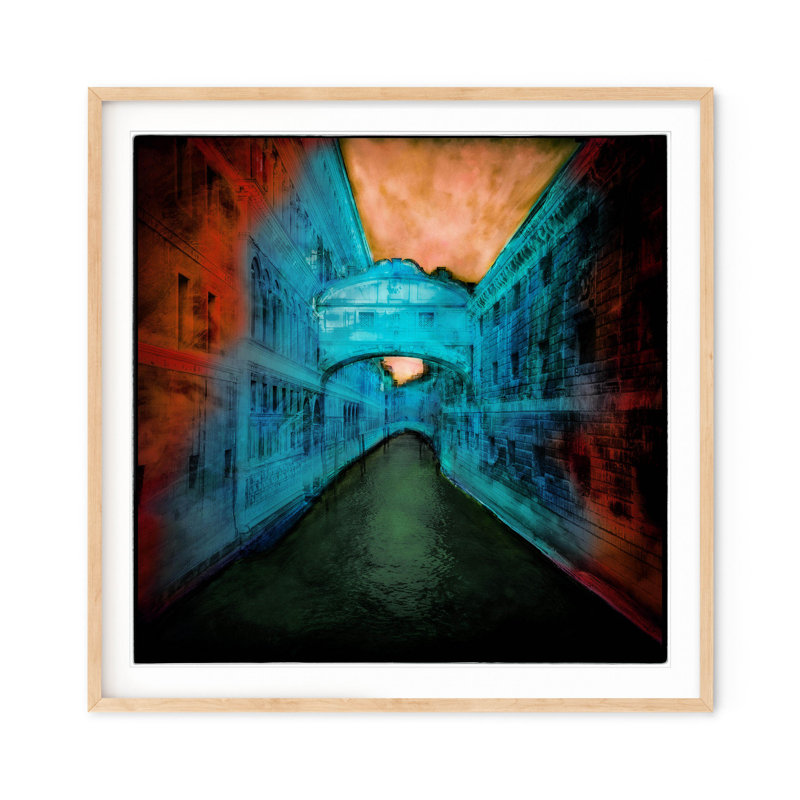 Bridge of Sighs - Picture Frame Graphic Art on Paper , 30" H x 30" W, Natural Framed