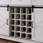 Armoire de bar 58 po avec porte-bouteilles et porte-bouteilles en verre et porte de grange coulissante, tablettes de rangement, 3 tiroirs, buffet rustique