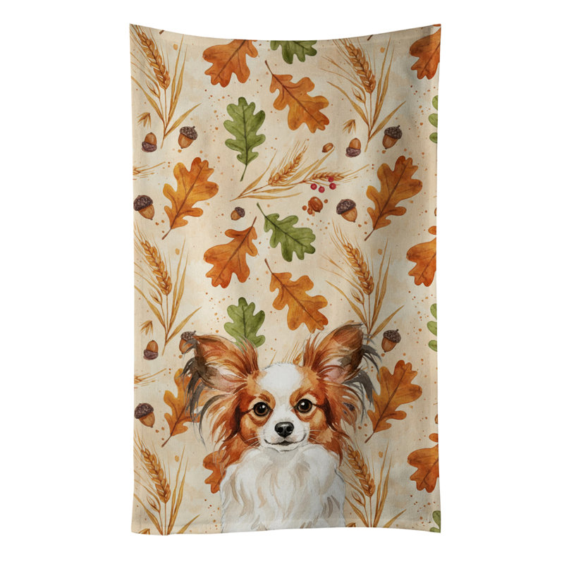 Serviette de cuisine blanche et rouge Papillon, White with Red Papillon