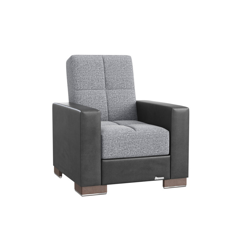 Fauteuil convertible en polyester rembourré Primenest Nimbusflow, Chenille grise
