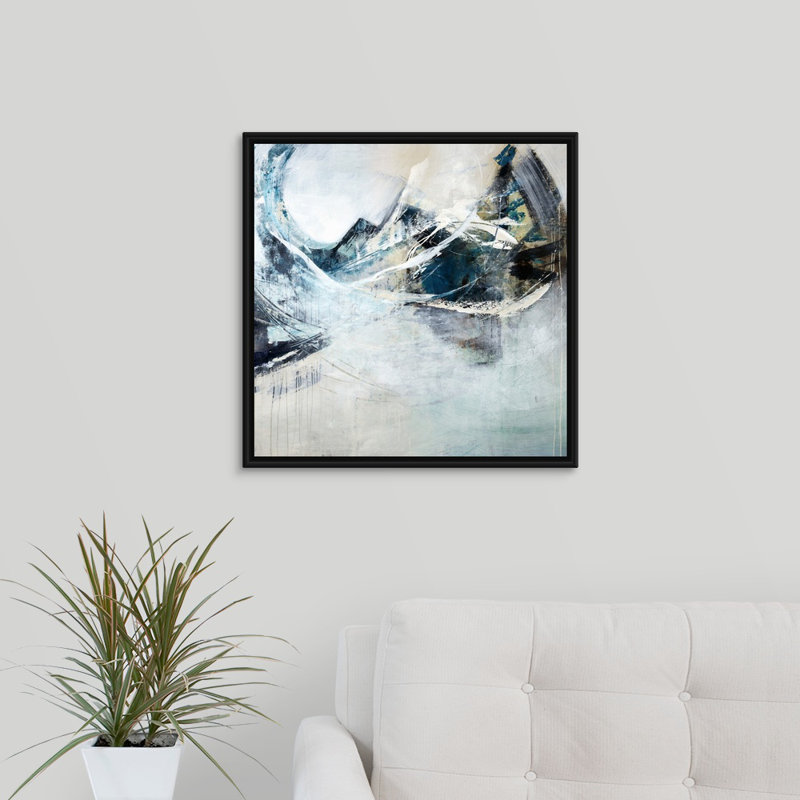 « incurvés activities ii », peinture sur toile, Cadre flottant noir, H 21,7 po x l 21,7 po x P 1,75 po