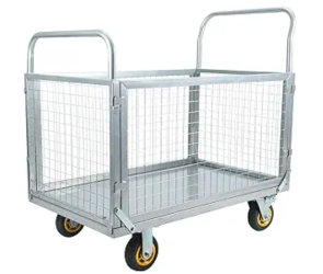 1800LBS 4-in-1 Foldable Platform Truck Cart with Cage - Heavy Duty Dolly w/ 4x360° Swivel Wheels - Collapsible for Storage - Versatile for Grocery, Warehouse, Garage, Laundry, Office & More