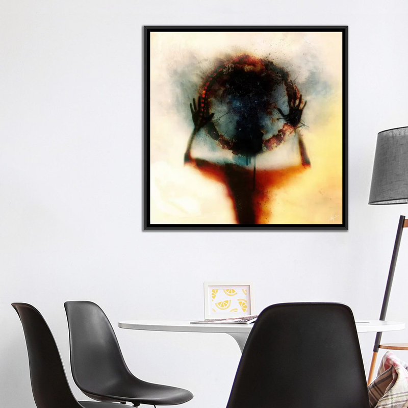 « plus proche », reproduction sur toile, H 18 po x l 18 po x P 1,5 po, Toile avec cadre noir, Pas de tapis