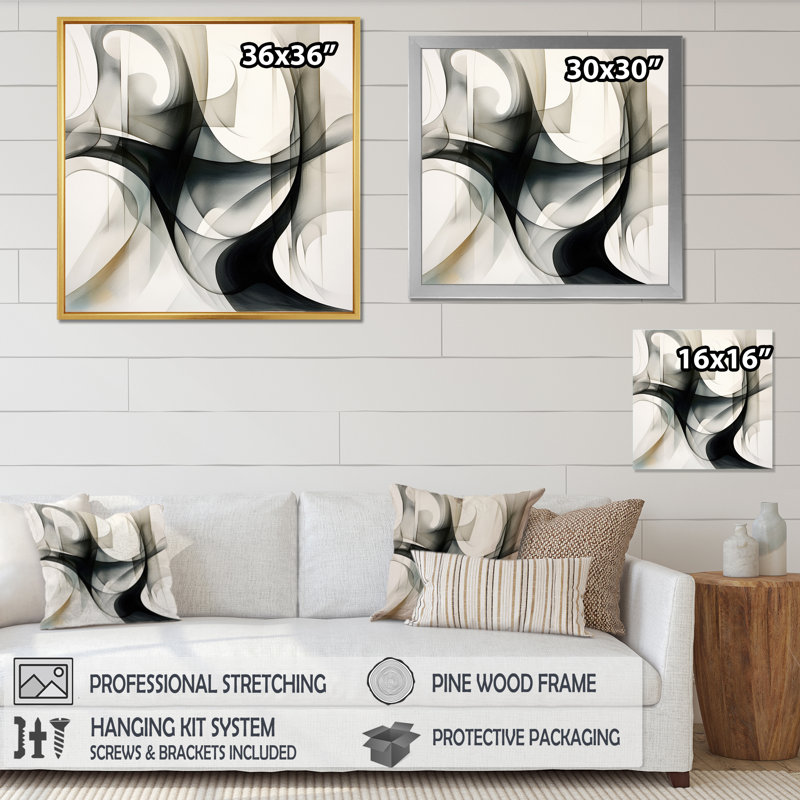 Abstrait neutre, impression sur toile encadrée géométrique abstraite, H 40 po x l 30 po x P 1,5 po, Toile tendue