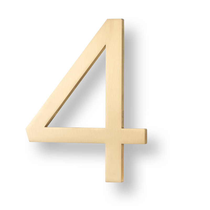 Numéro de maison flottante, 6 po, 4, Laiton satiné