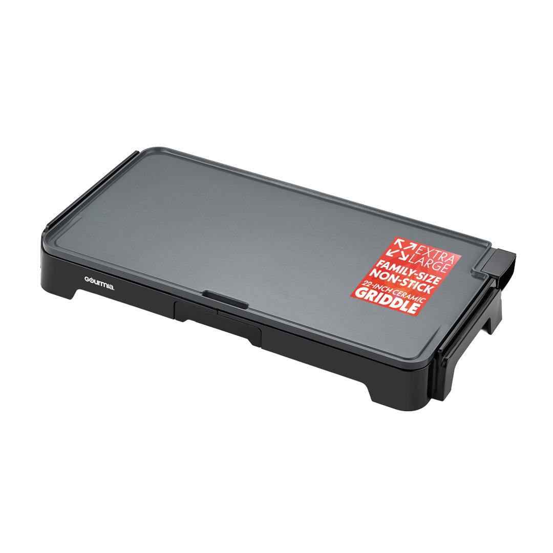 Gourmia 22 XL Electric Ceramic Griddle with 200–400°F Temp Control & Pull-Out Drip Tray