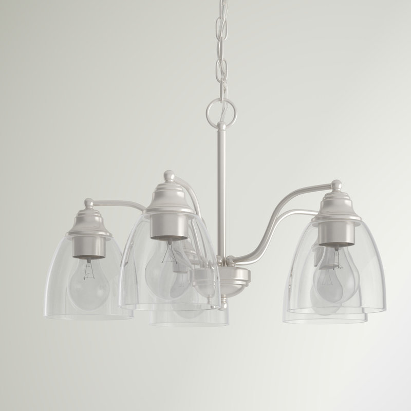Bargas 5 - Light Steel Dimmable Kitchen Island Chandelier, Brushed Nickel