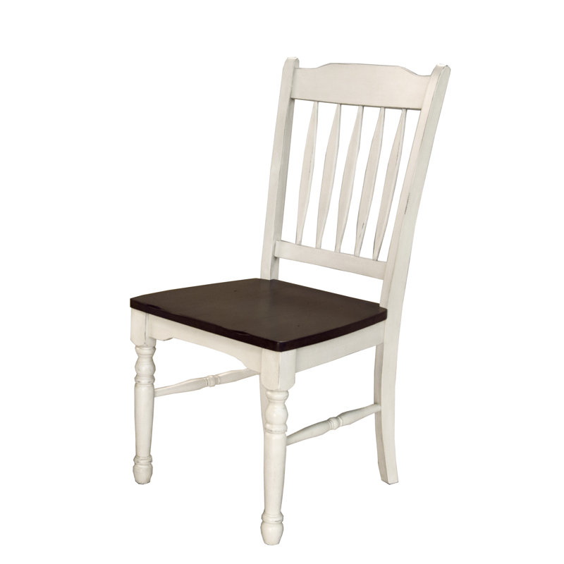 Chaise en bois massif Letizia, Craie / fève de cacao