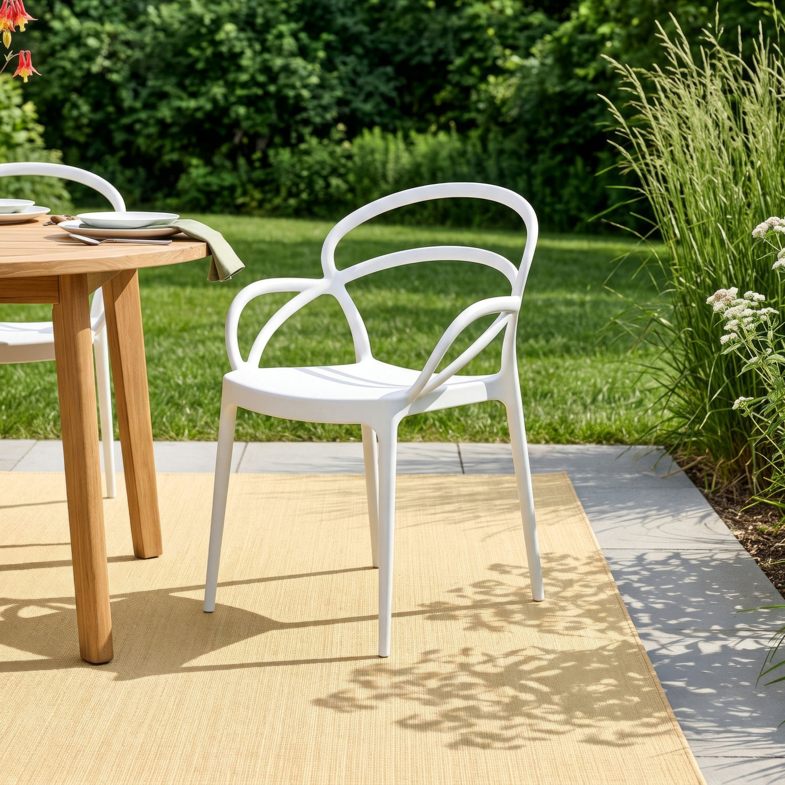 Farrah Stackable Patio Armchair, White