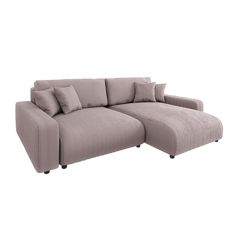  Gisela Sleeper Corner Sofa Chaise Bed with Storage Cord Fabric, Right Hand Facing, Powder Pink