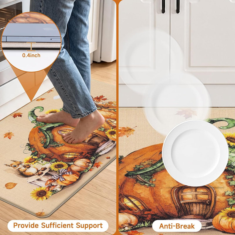 Ensemble de 2 tapis de sol anti-fatigue, Automne floral