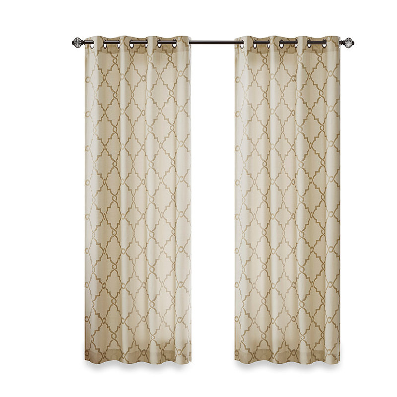 Panneau de rideau à œillets Frwork, Beige/or, L 50,06 po x L 95,04 po