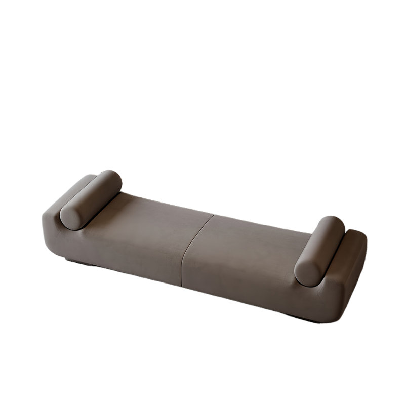 Banc rembourré en tissu Stylish, Gris, H 23,62 po x l 70,86 po x P 23,62 po