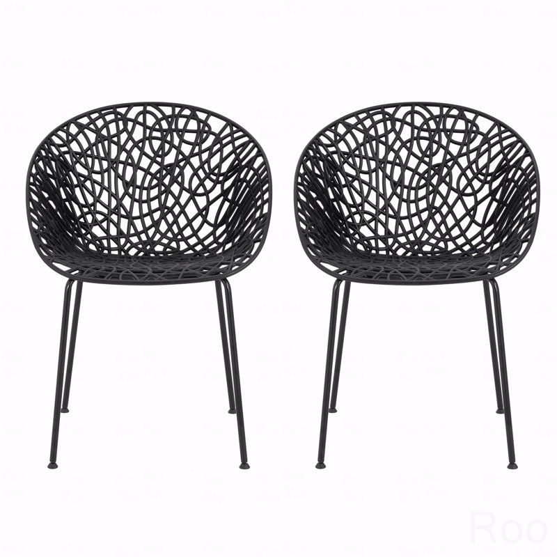 Set Of 2 Outdoor Patio Dining Chair, Black