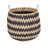 Woven Basket in Handwoven Cattail and Paper Fibers with Pattern and