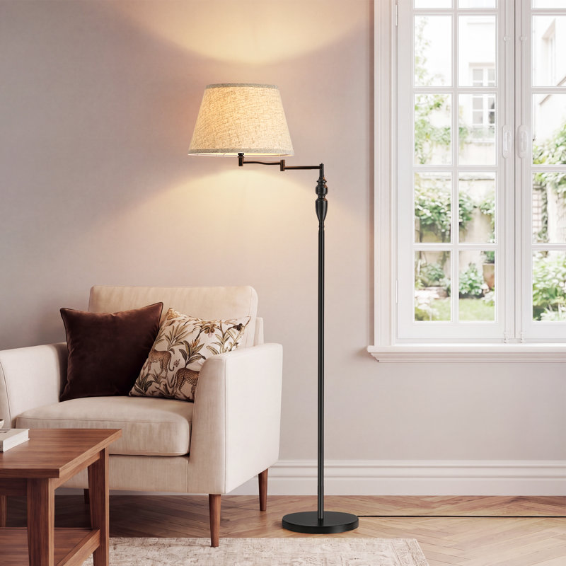 Lampe sur pied 63 po à bras pivotant réglable traditionnel pour le salon, la chambre à coucher