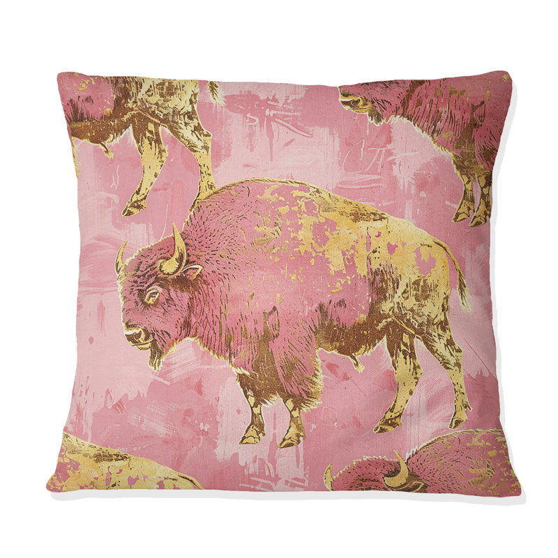Glam Buffalo - Glam Throw Pillow, 16"H x16"H